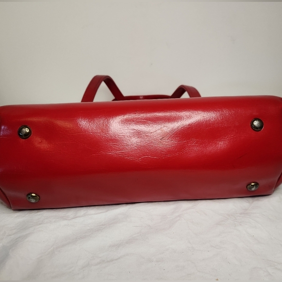 50s Shiny Red Purse Handbag - Picture 6 of 15